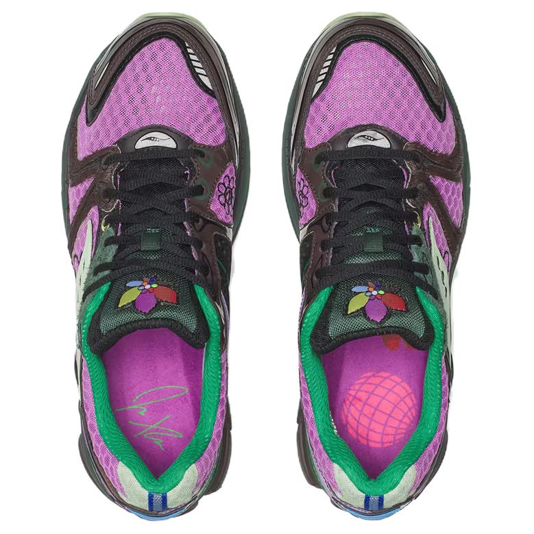 Jae Tips x Saucony ProGrid Triumph 4 Flowers Pack - Violett Unisex Sneaker Lila Erde S70966-3