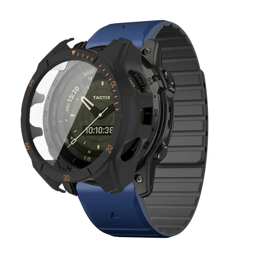 Strap+Case For Garmin Fenix 8 47 51mm Tempered Glass Cover Magnetic Silicone Band QuickFit Bracelet Protector Fenix8 Accessories