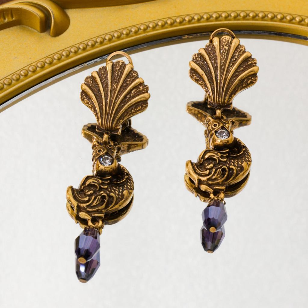 Qingdao Medieval Vintage Court Style Old Koi Earrings Elegant Light Luxury Temperament Earrings High Sense Earrings
