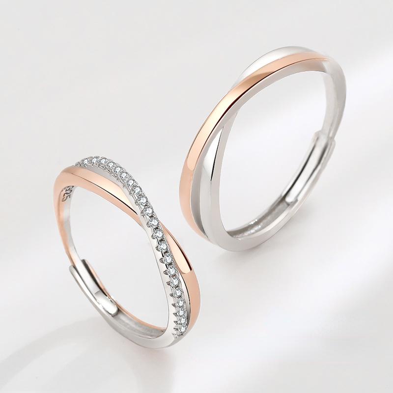 Trumium 925 Sterling Silver Bohemian Vintage X Cross Rose Gold Rings for Women Men Wedding Jewelry Mobius Couple Rings Anillos