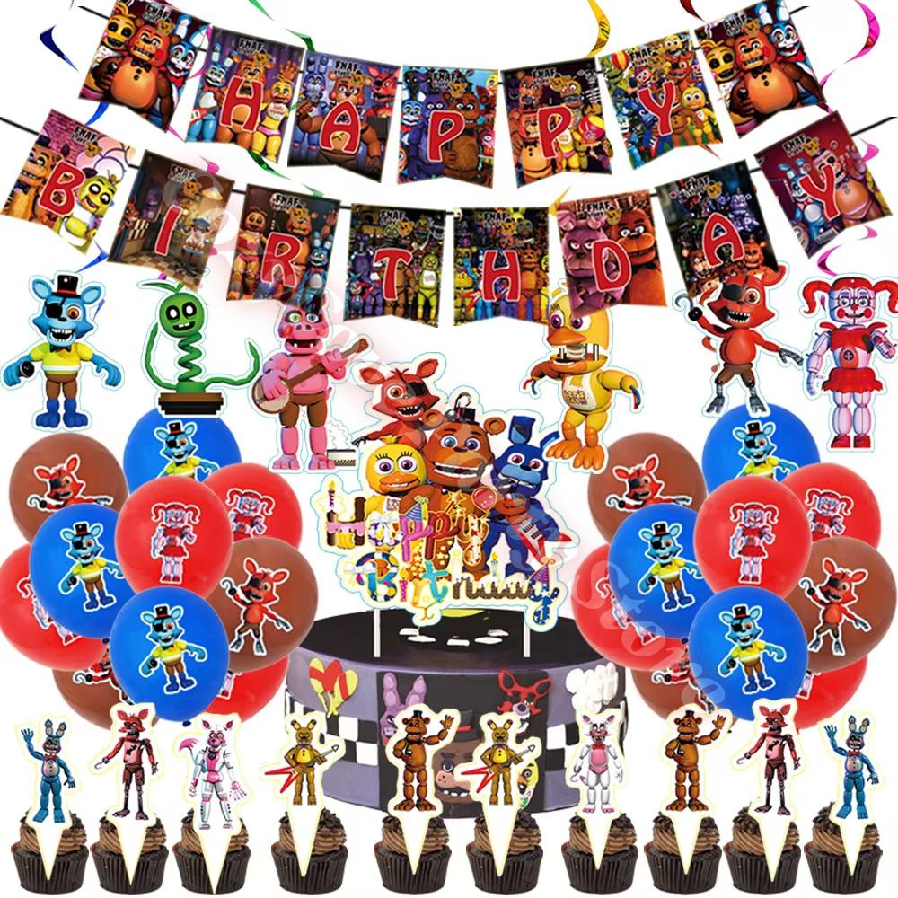 Neltoned Birthday Party Decoration Cups Plates Cake Topper Balloons For Kids Party Favors Freddyed Bear Gifts By Fnafs