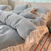 Elegant Princess-Style Velvet & Lace Winter Bedding Set – Duvet Cover & Flannel Sheet  