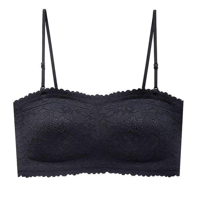 Summer Freedom Strapless Invisible Non-slip Gathering Small Chest Traceless Steel Rim Lace Tube Top Anti-light Bra Cover