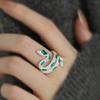 Adjustable Open Ring Women Men Snake Motif Boho Chic Vintage Style Copper Jewelry