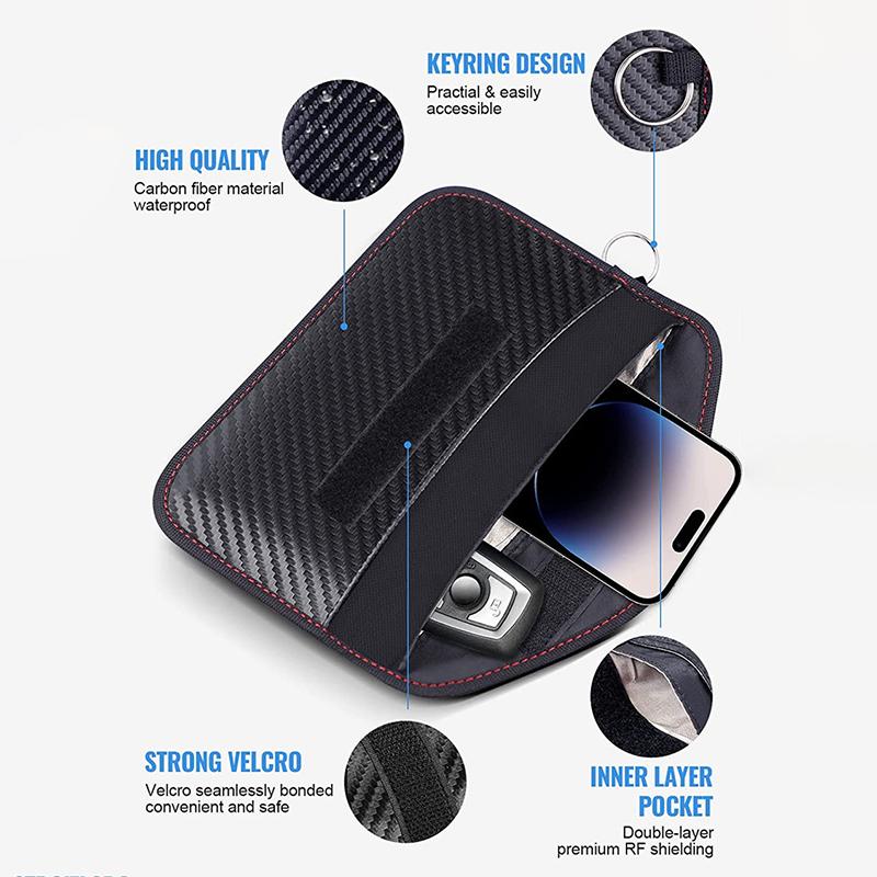 Pouzdro na blokování signálu od auta, Faradayova brašna, ochranné pouzdro, blokování signálu, pouzdro na RF signál, bezpečnostní zámek na klíče od auta