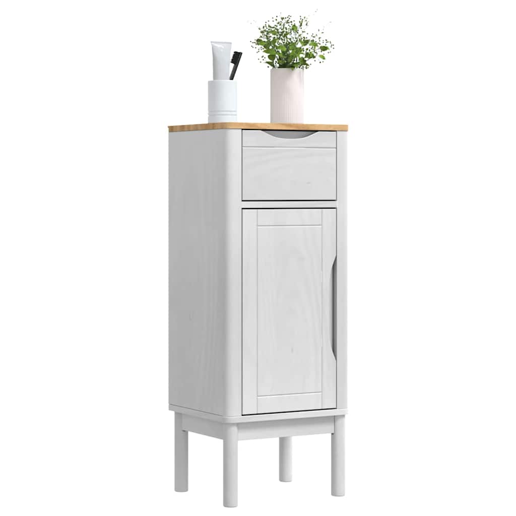 FLORO Badezimmerschrank Weiß 35 x 30 x 90 cm Massives Kiefernholz