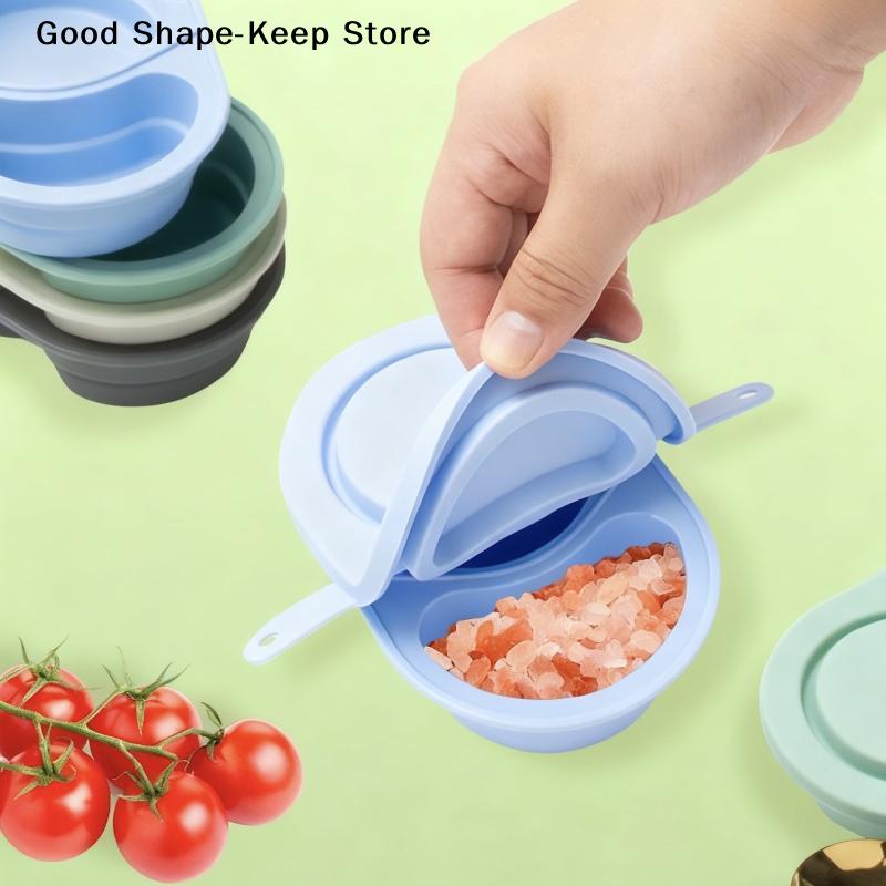 Reusable Snackle Box Containers Silicone Snack Containers With Lids Foldable Double Compartment Condiment Bowls Kitchen Gadgets