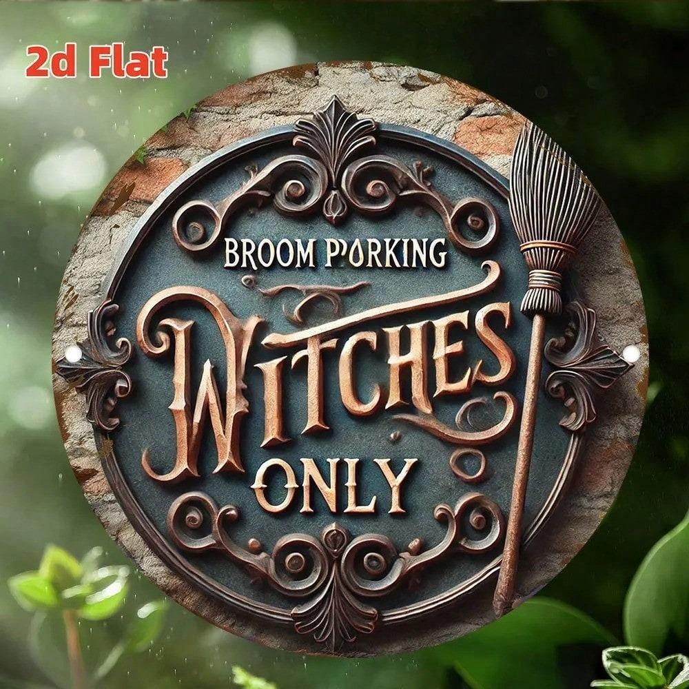 Witch Parking Metal Tin Sign Halloween Wall Decor Vintage Home Bar Cafe
