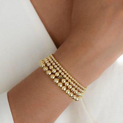 Vielseitiges vergoldetes Hämatit Geometrisches Elastisches Armband mit Farberhalt, Strandstil.