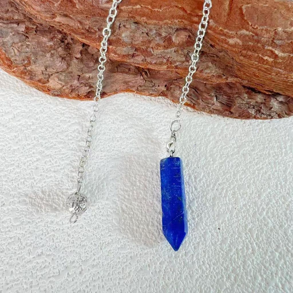 Natural Stone Hexagonal Pendant Necklace - Large Crystal Bullet Clavicle Chain for Women