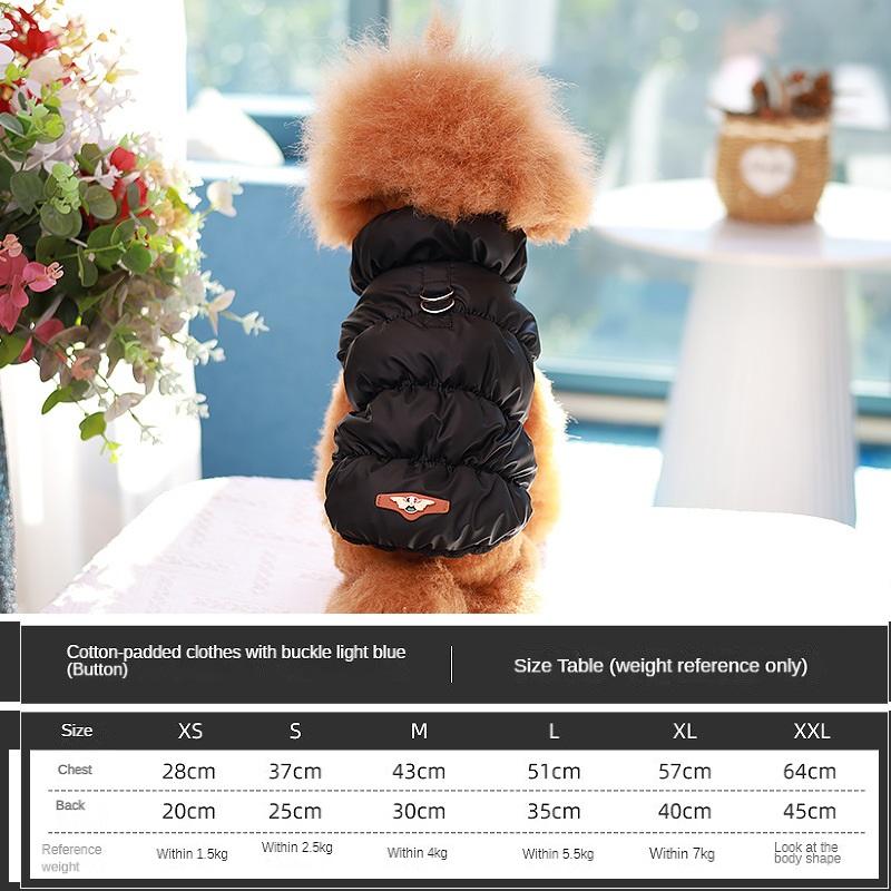 Coat for Small Medium Dogs D-RING Cat Jacket Soft Warm Winter Padded Fleece Puppy Pet Clothes