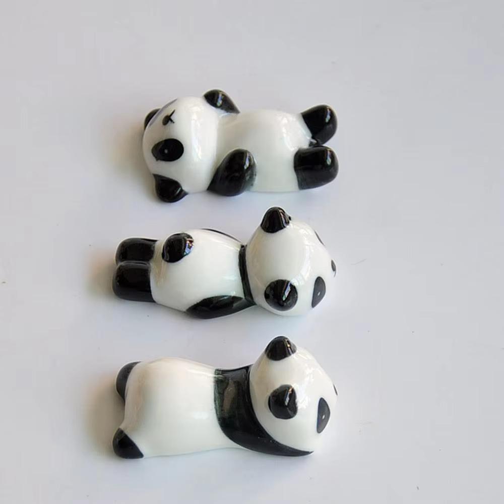 8Pcs/set Cute Panda Chopstick Holder DIY Ceramic craft Panda Ornament  Dining Table