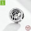 S925 Sterling Silver Family Charm Beaded Bracelet DIY Jewelry Accessory SCC1184