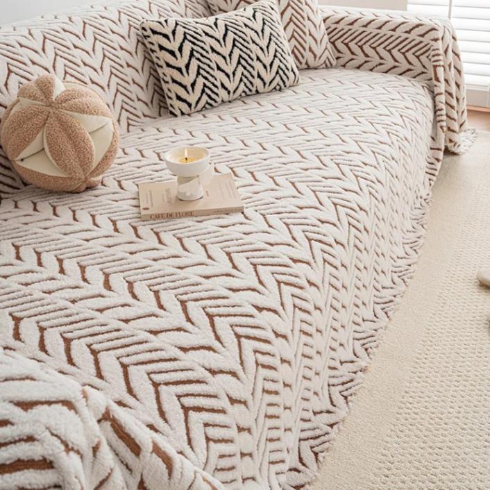 Plush Sofa Cover Blanket - Soft, Cozy Water Ripple Design, Thick Protector for Living Room, Bedroom, Decor, Fits Single to Four-Seater Sofas