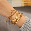 Wave-shaped Titanium Steel Bangle for Women, High-end Diamond-encrusted Stainless Steel Bracelet