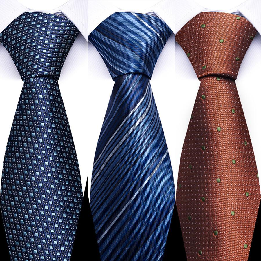 3pz Cravatta Formale Uomo Standard 8cm Blu Business Professionale Rigata Cravatte Accessori Abito da Matrimonio Cravatta Tessitura Jacquard Uomo