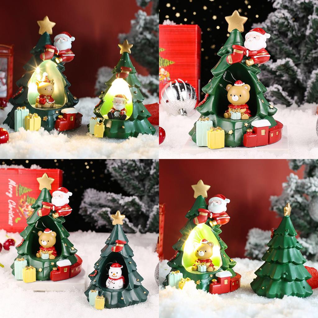 Christmas Star Night Light Cartoon Snowman Resin Figurine For Children Girls