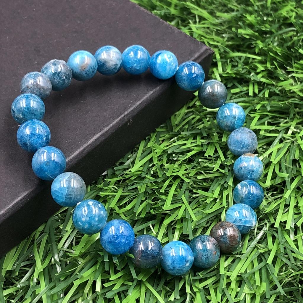 8mm Natural Neon Apatite Gemstone Beads Unisex Stretch Bracelet 7.5" Handmade Jewelry Gift For Love RBB-52