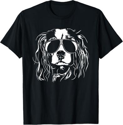Tričko s grafikou Cavalier King Charles Spaniel v slunečních brýlích Skvělý dárek pro milovníka psů Bavlněné tričko