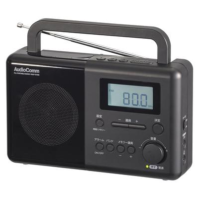 OHM Electric AudioComm Portable Tabletop Radio with Radio Nikkei Shortwave Alarm Sleep Automatic Wide Disaster Perfect Gift for Respect for the Aged