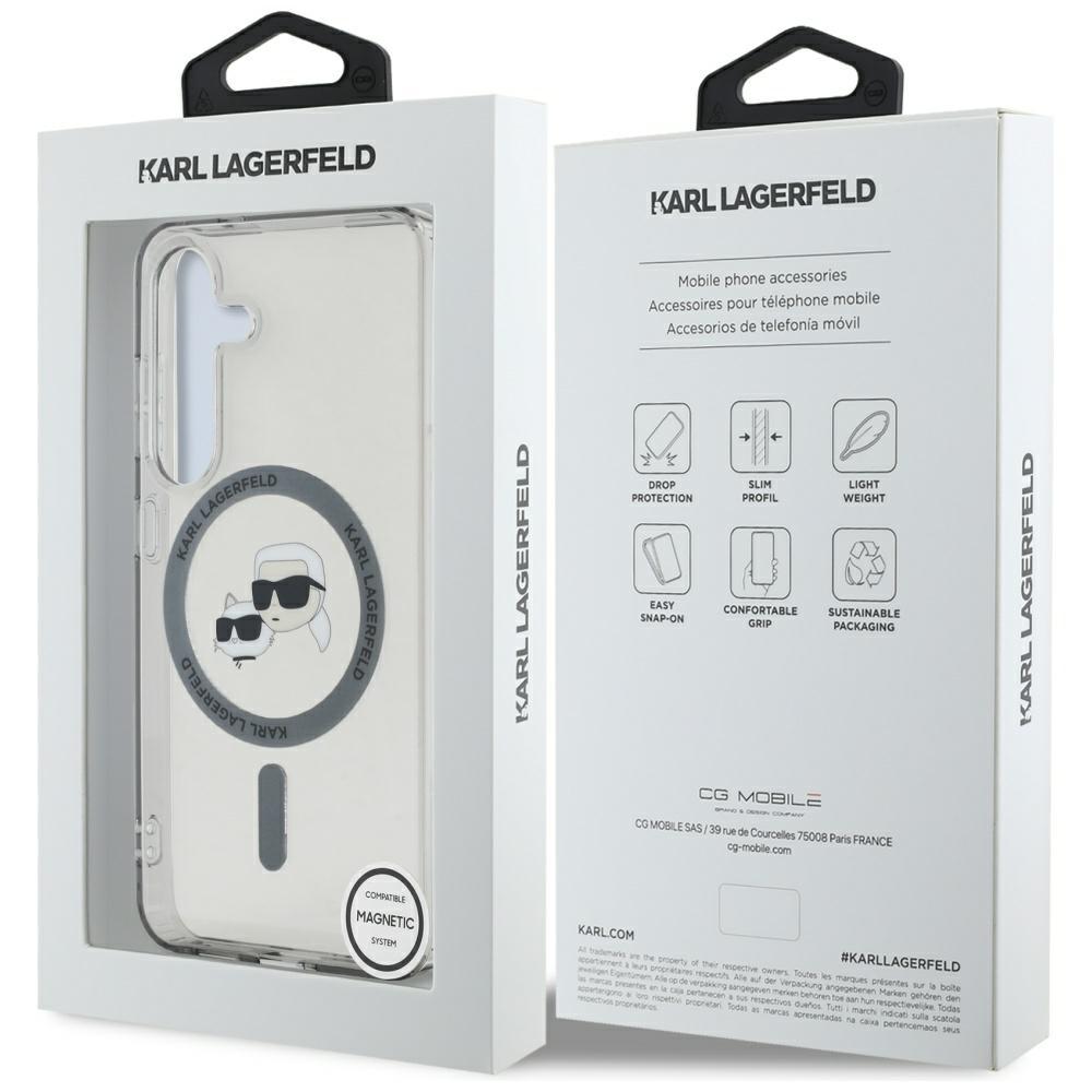 Karl Lagerfeld Button Case Karl & Choupette Heads Printed Logo Magsafe For Samsung Galaxy S25 Black