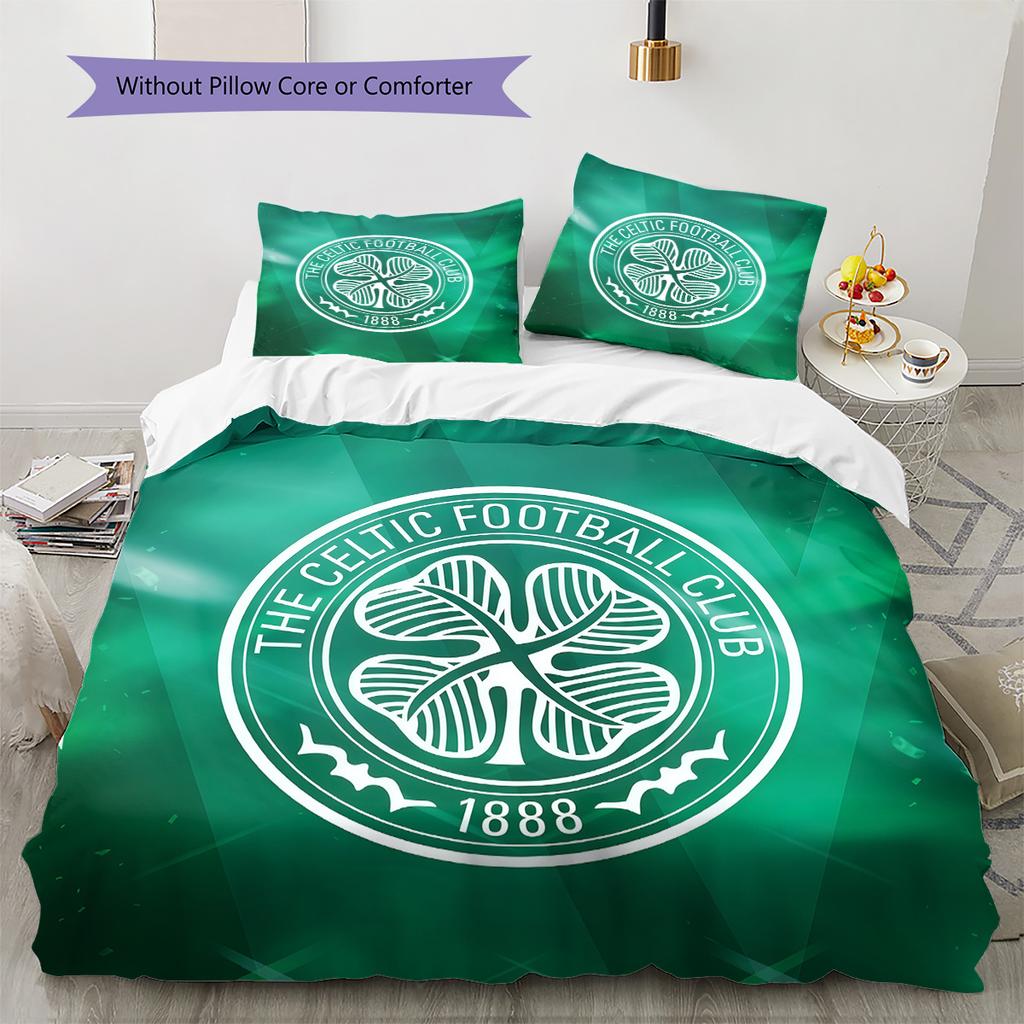 Celtic Football Club Muster Bettwäsche Steppdecke Set Heimdekoration Geschenk (1 Bettbezug + 2 Kissenbezüge (ohne Füllung)).xwn