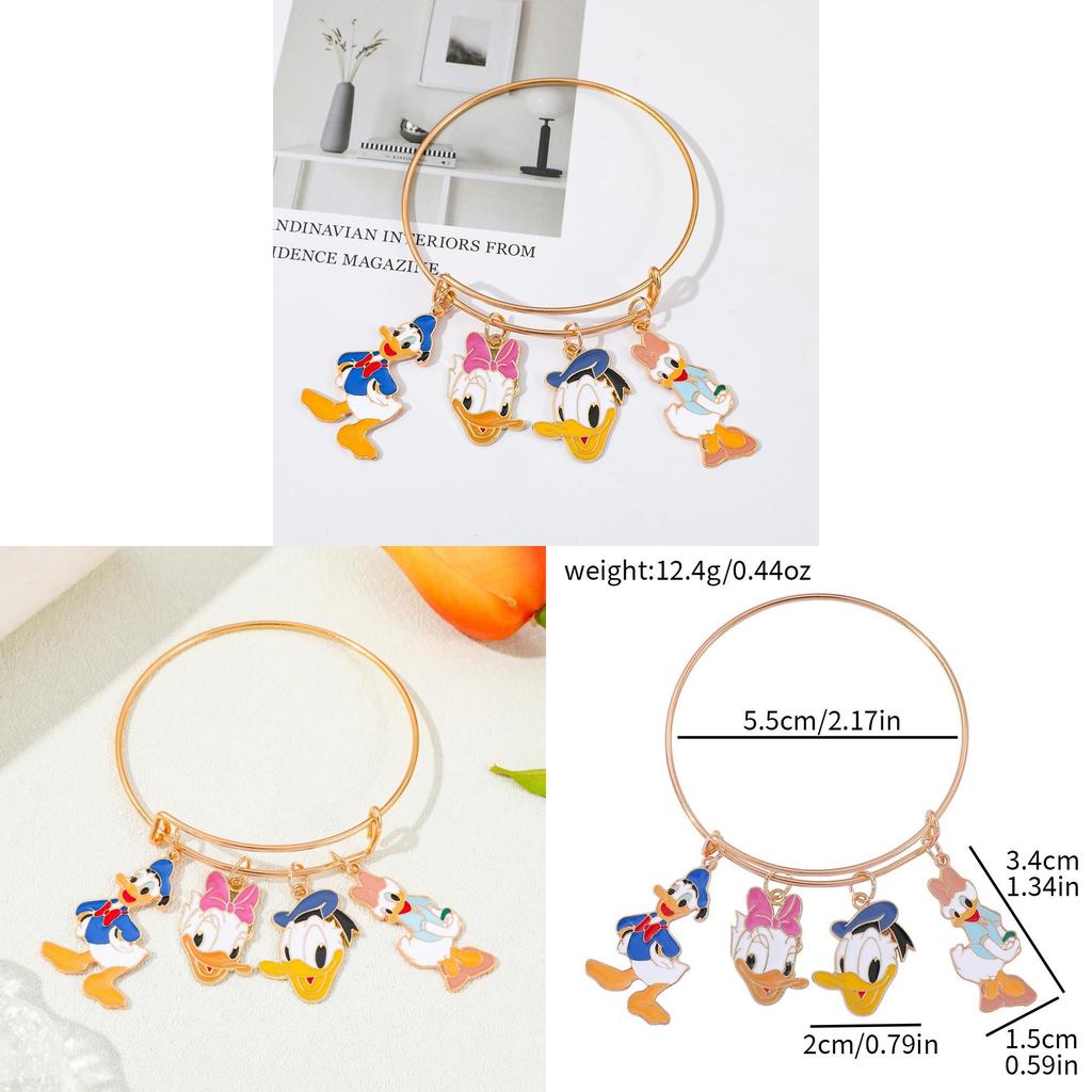 Donald Duck Cartoon Metal Bracelet With Electroplated Finish For Unisex Gift Ideas