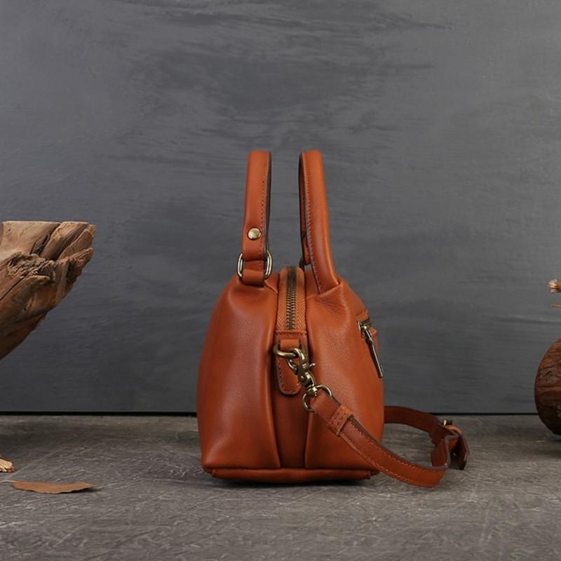 Johnature Handbag Genuine Leather Women Bag Retro Solid Color Versatile Large Capacity Shoulder & Crossbody Bags