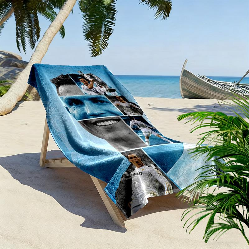 Cristiano Ronaldo Print Strandtuch, Großes Weiches Schnelltrocknendes Handtuch für Strand Camping Schwimmen