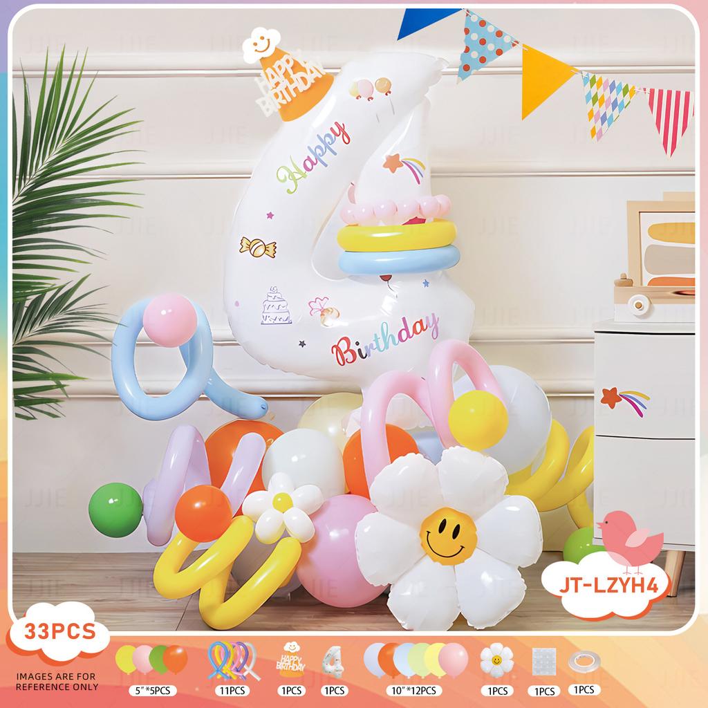 Digital Column Set New Korean Daisy Shaped Aluminum Film Balloon Birthday Party Decoration