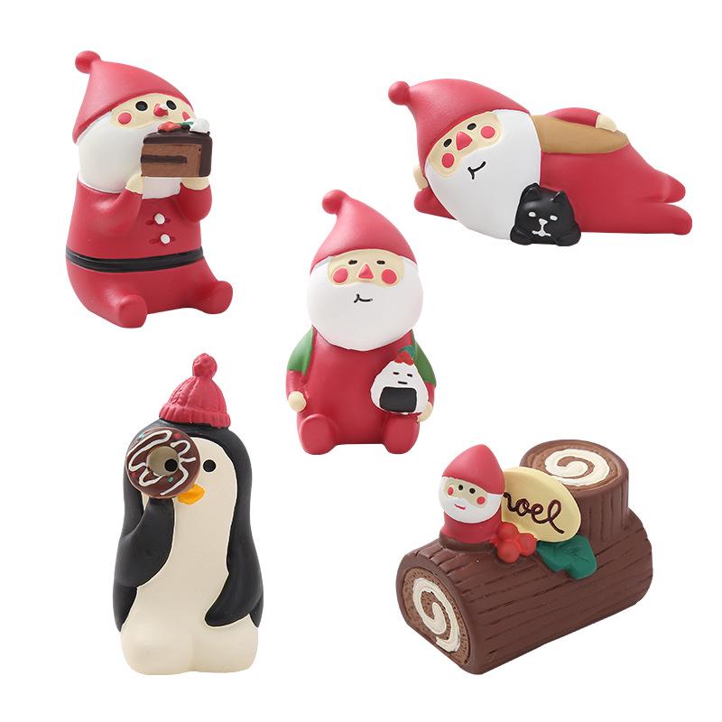 Handmade Zakka Santa Claus Resin Ornaments for Christmas Decor