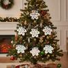 Hand-knitted Christmas Bell Pendant 16cm Crisp Sound Woven Xmas Tree Pendant Ribbon Bow Creative Handmade Snowflake Charm