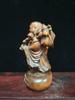 Chinese Vintage Boxwood Carved Rich Maitreya Buddha Statue Nice Sculpture Art