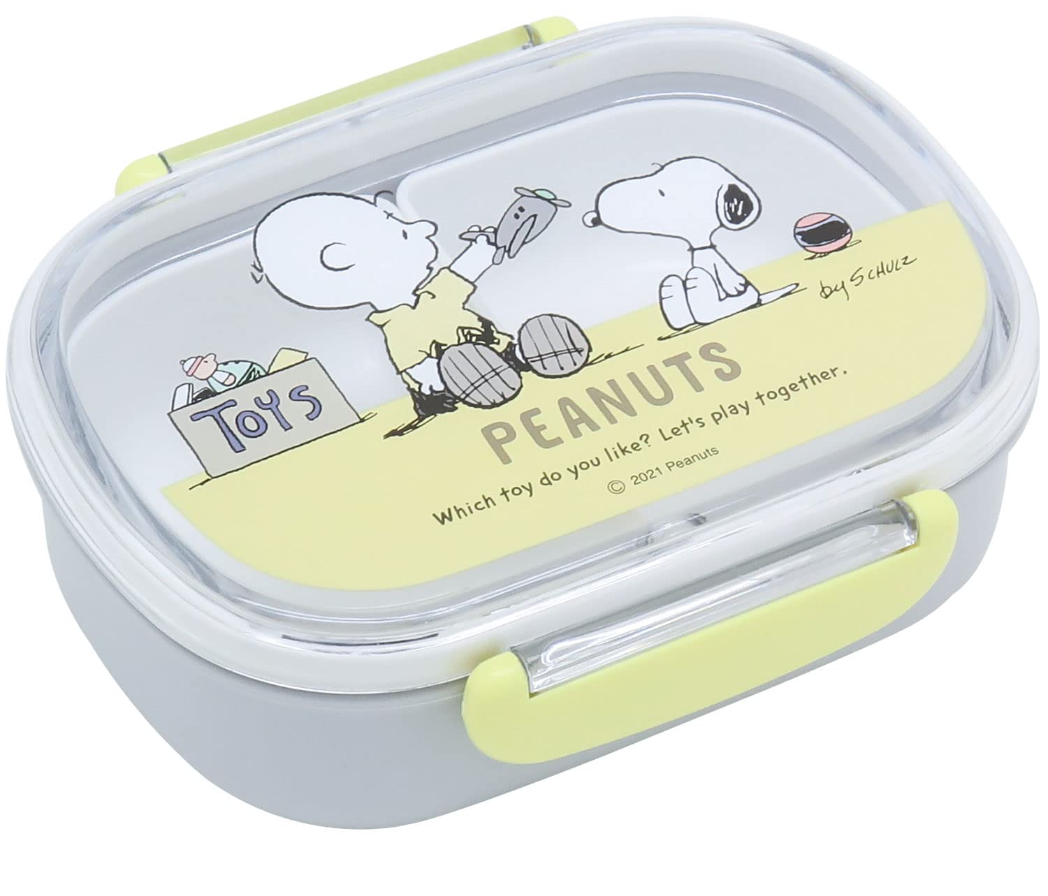 

OSK Bento 360ml inner lid for microwave Made in Dishwasher Box, Snoopy, [With container/Lockable/Remove use] Japan, safe, PCR-7, Yellow/Gray синий