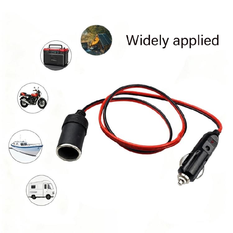Vehicle Power Extension Cable with Male and Female Connectors, LED Power Indicator, and 12 V to 24 V Operation