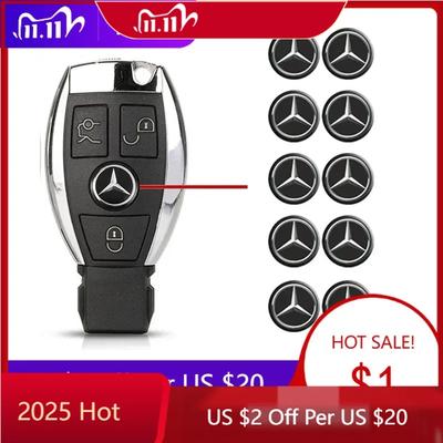 XFAXA1 2025 Hot For Mercedes Benz 14mm Car Key Emblem Stickers Accessories For Mercedes Benz AMG E S C A B Class GLE GLS CLS GLC CLA GL