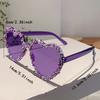 Heart Shaped Frameless Rhinestone Glasses Fashionable Red for Women Masquerade Party Festival Accessories