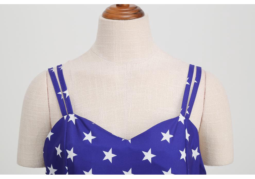 2023 Summer Independence Day Sexy Spaghetti Strap Swing Dress