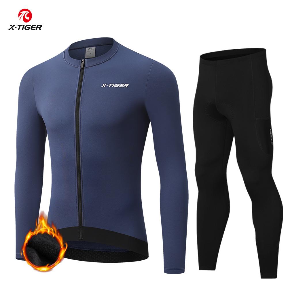 2026 Winter Velvet Warm Cycling Clothing Suit Set Winter Cycling Jersey Bib Pants Set Men Long Sleeve Bicicleta Set MTB Road Bike Clothing Suit