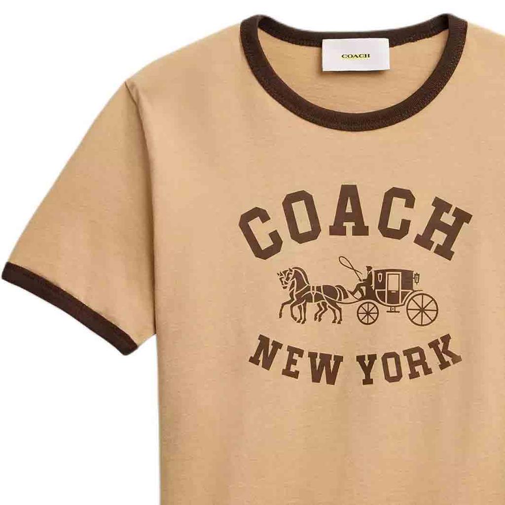 Coach Rundhals Briefwagenmuster Kurzarm Regular T-Shirt Damen Oberteile CBO87-TN2