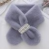 Korean Style Thick Plush Pearl Scarf for Women - Imitation Otter Fur, Warm Winter Fashion, Solid Color