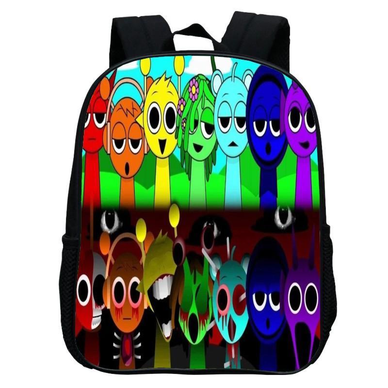 Printed Rhythm Box Kindergarten Bag, Cartoon Sprunki 12-Inch Backpack Lightweight Boys And Girls