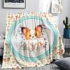 1Pc Dog Cartoon Puzzle Print Flannel Blanket High Quality Warm Comfortable Cover for All Seasons Perfect for Gifts Home Decor