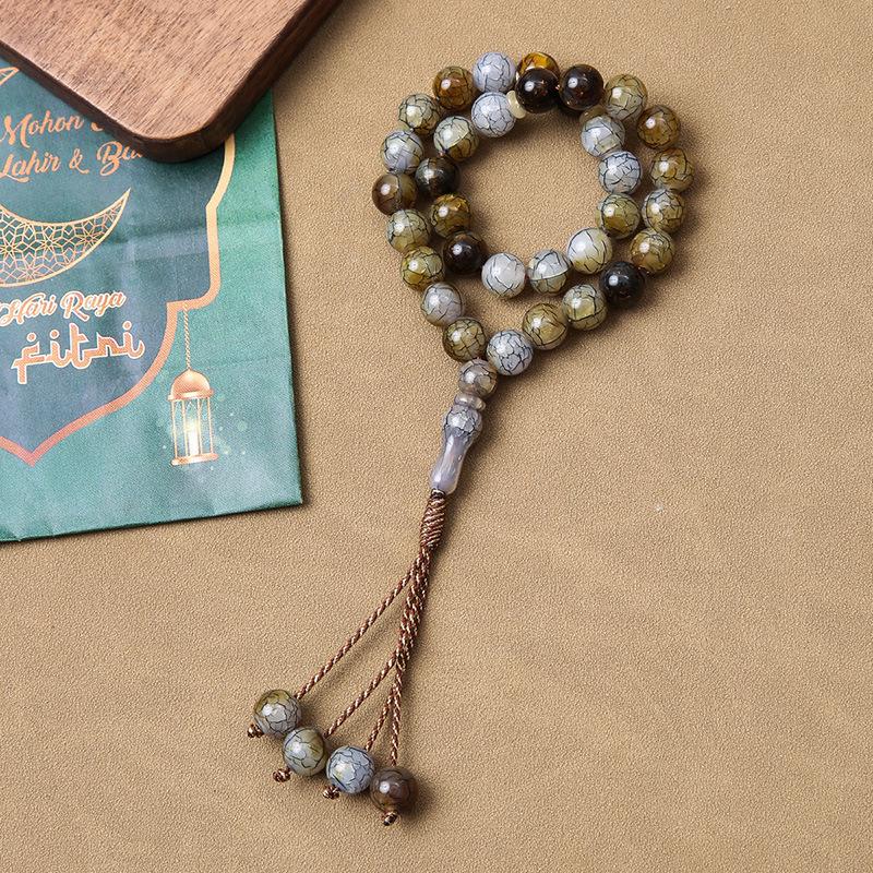 Handmade 33-Bead Crackle Prayer Bracelet - Muslim Saudi Prayer Beads