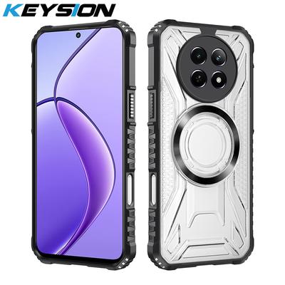 KEYSION Transparent Magnetic Case for Realme 13 5G 12 12X 5G Heavy Duty Shockproof Phone Back Cover for OPPO Realme 11 5G 11X 5G