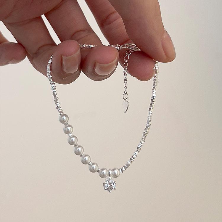 

Нестандартный сломанный серебряный цирконовый бриллиантовый жемчужный браслет женский легкий роскошный нишевый изысканный браслет студенческие украшения