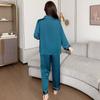 Autumn New Pajamas 2-piece Set Sexy Lapel Pajamas Casual Loose Home Wear Women's Intimate Underwear Satin Thin Pajamas