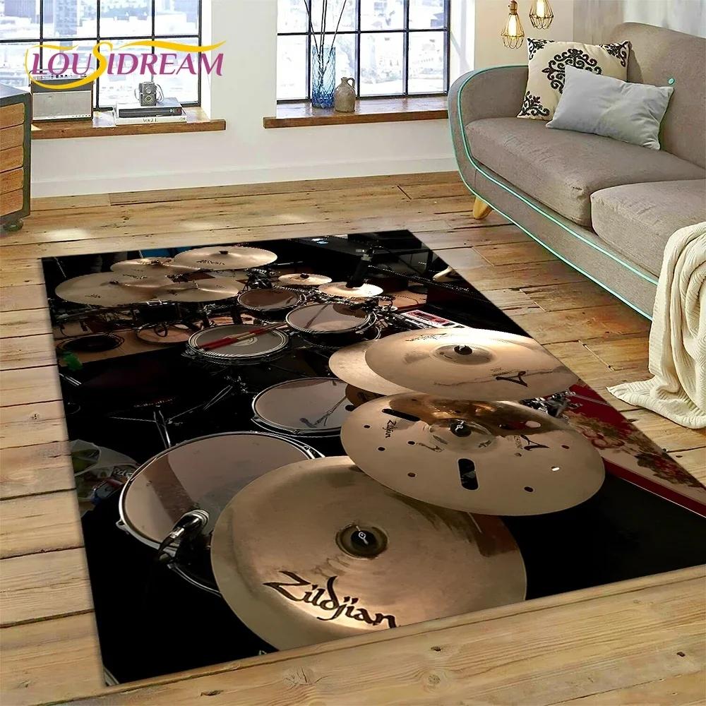 3D Drum Kit Drum Stand Set Music Instruments Carpet Rug for Bedroom Living Room Home Sofa Decoration,Child Large Decor Floor Mat
