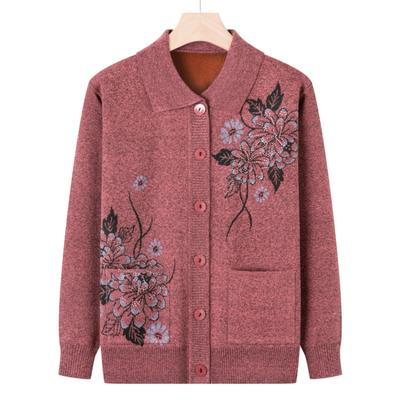 Mom Sweater Cardigan Grandma Spring and Autumn Coat Old Man Spring and Autumn New Knitted Sweater Women Loose Old Man Clothes