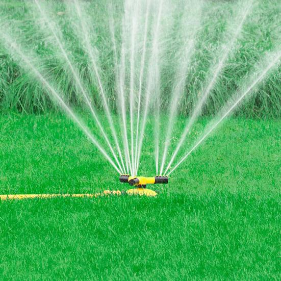 Automatic Garden Sprinkler 360-Degree Rotating Water Sprinkler 3-Arm Adjustable Sprinkler Garden Hose Attachment for Yard Lawn Irrigation
